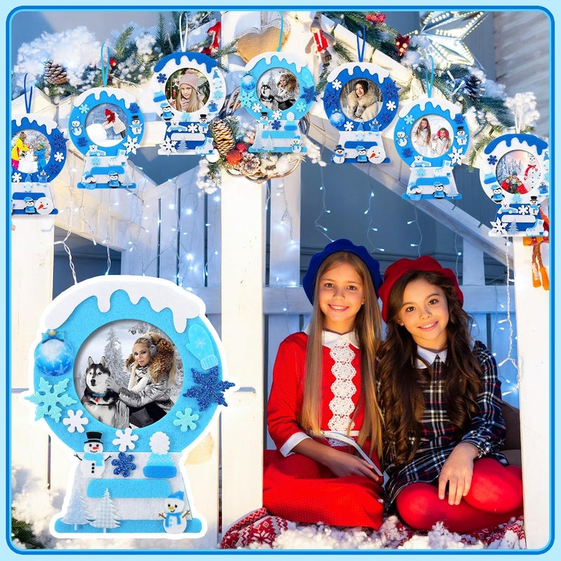 Ferraycle 232 Pieces Winter DIY Picture Frames Craft Kit 32 Pieces Snow Photo Frames with 200 Stickers to Decorate for Xmas Winter Party Favor Classroom Home(Vivid Color,Fun Style) - Image 2